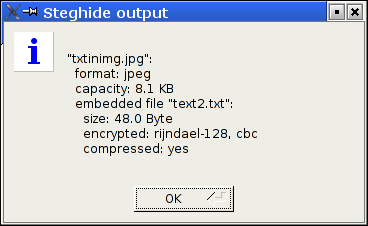 Output window for the Info operation